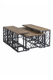 Modern Brown Coffee Table Set with 6 Side Tables 130 _ 70 45 cm modern brown coffee
