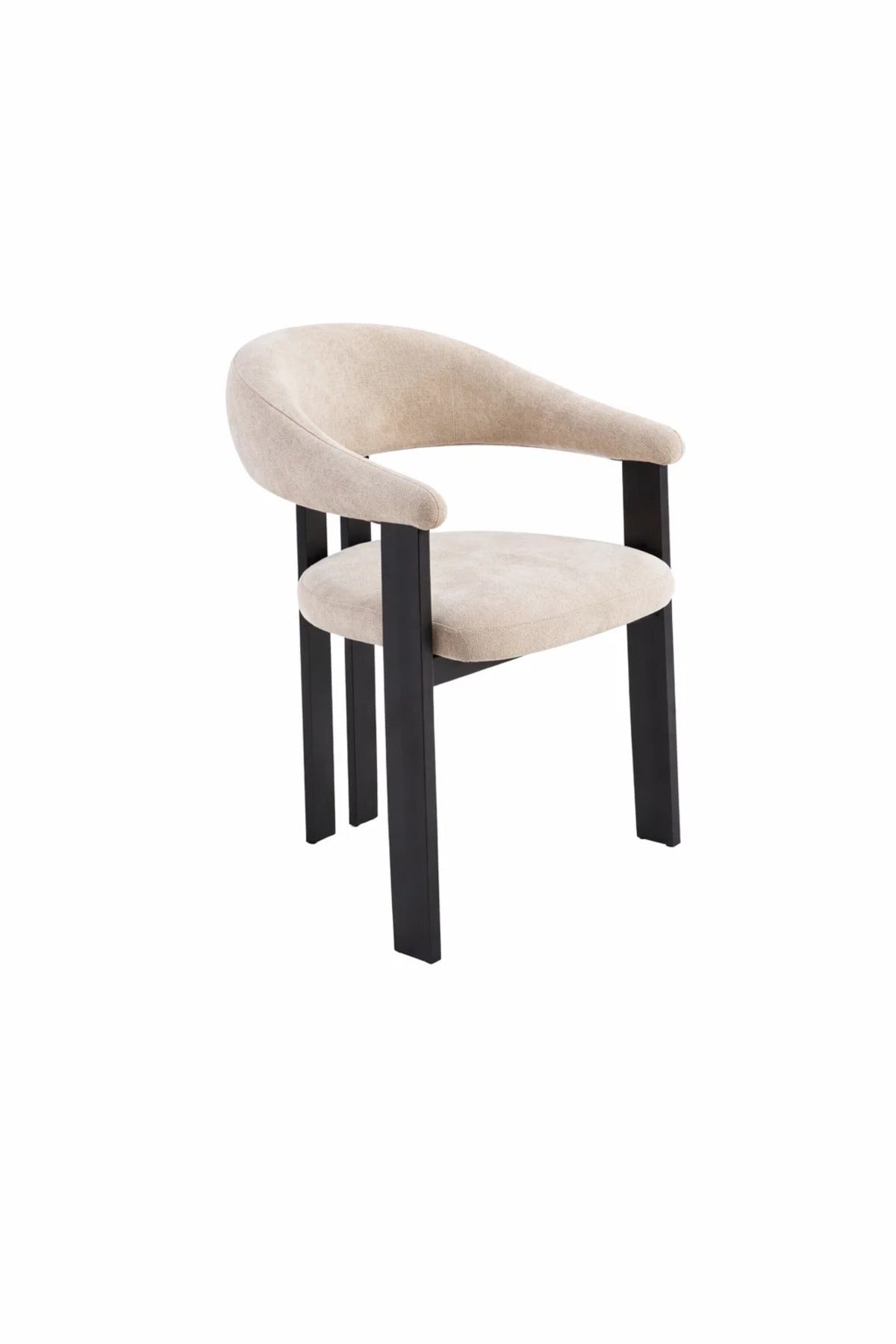 Light Beige Armchair with Black Wooden Legs, 79x49x48 CM light beige armchair Dining