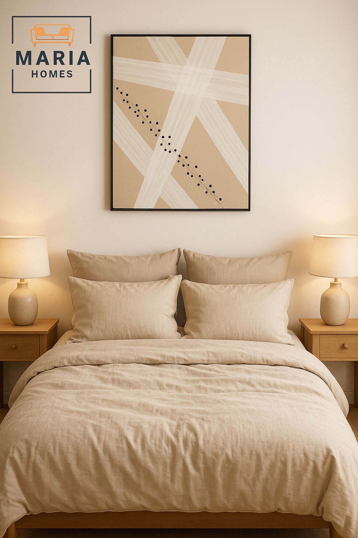 Large Abstract White & Beige Geometric Wall Art Ð Framed Canvas 120_80 cm