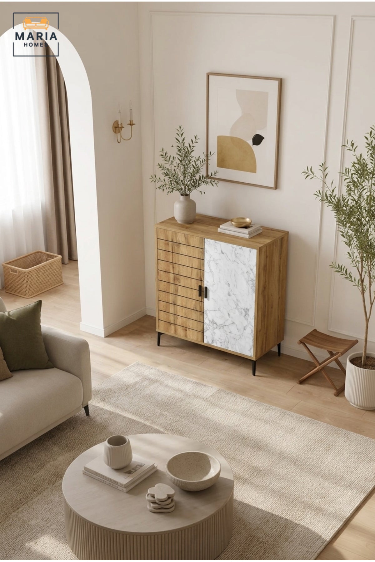 Modern Shoe Storage Cabinet with Marble Pattern Door √ê Wooden Entryway Organizer Cabinet