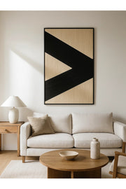 Modern Abstract Wall Art Ð 120_80 cm Beige and Black Geometric Framed Canvas