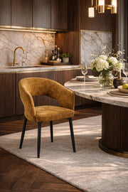Dark Yellow Fabric Arm Dining Chair 80x44x48cm Modern dark yellow fabric Kitchen