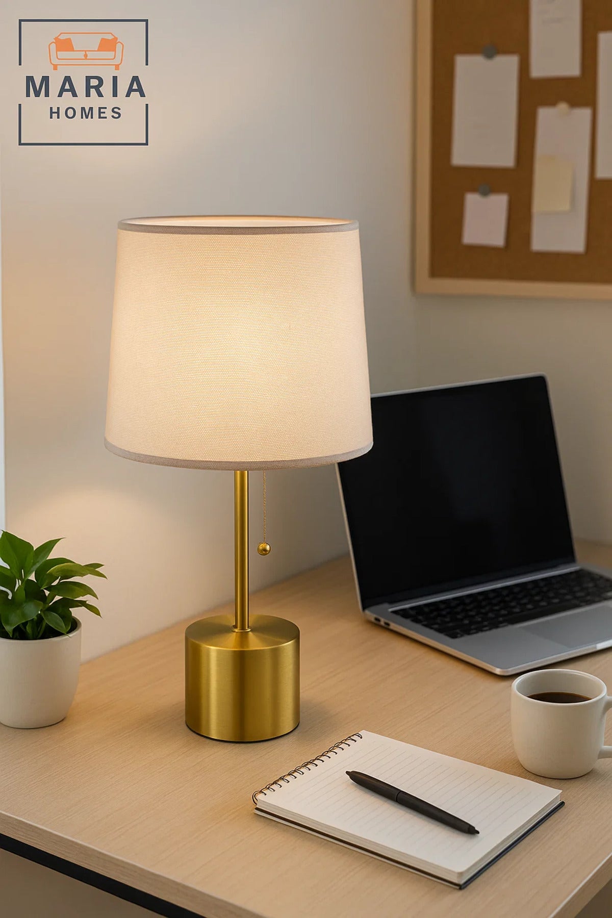 Brushed Gold Table Lamp with Fabric Shade