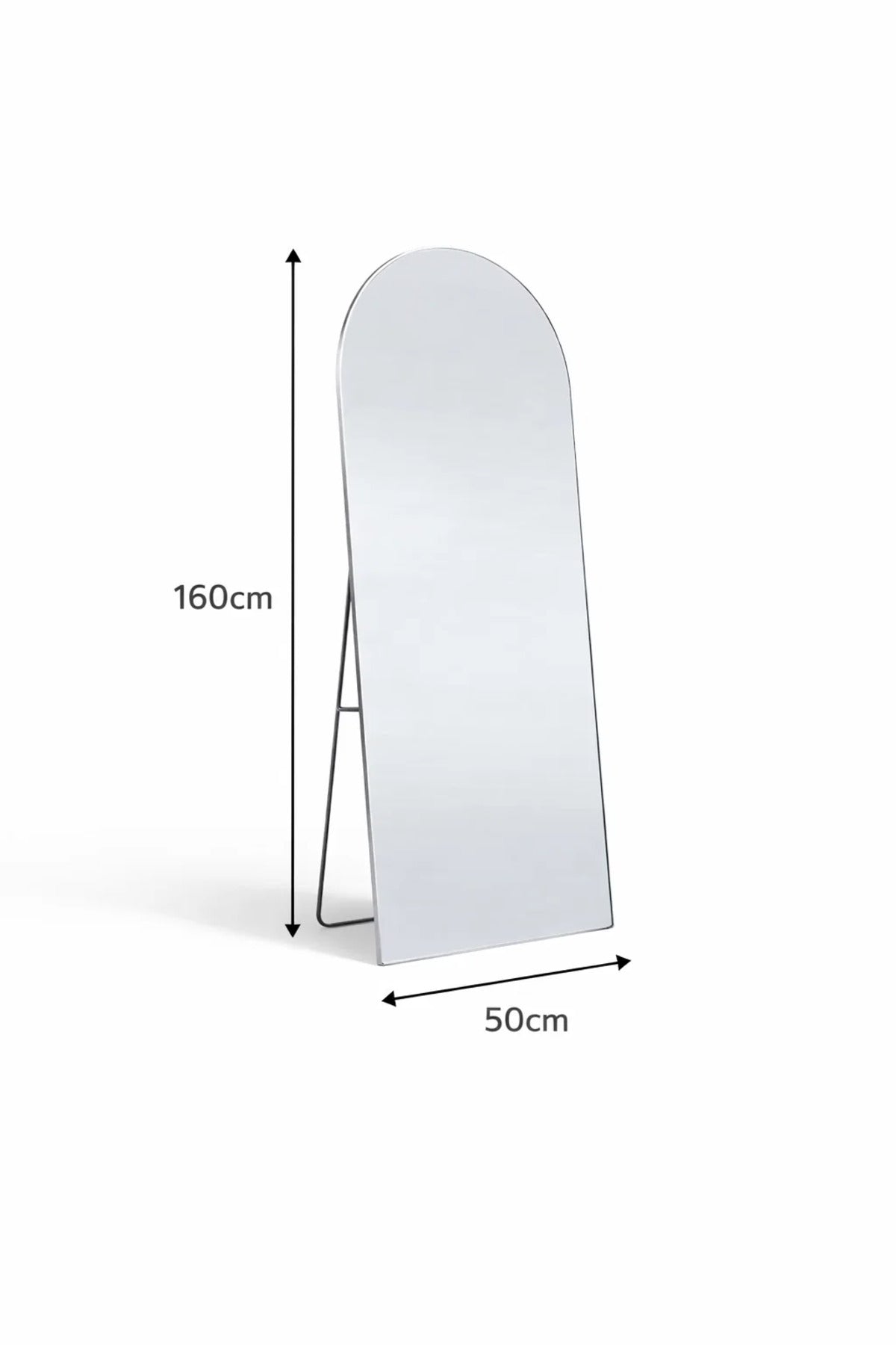 Modern Arched Stand Mirror Full Length Dressing Room Bedroom Decor Silver Glass 160x50cm Large