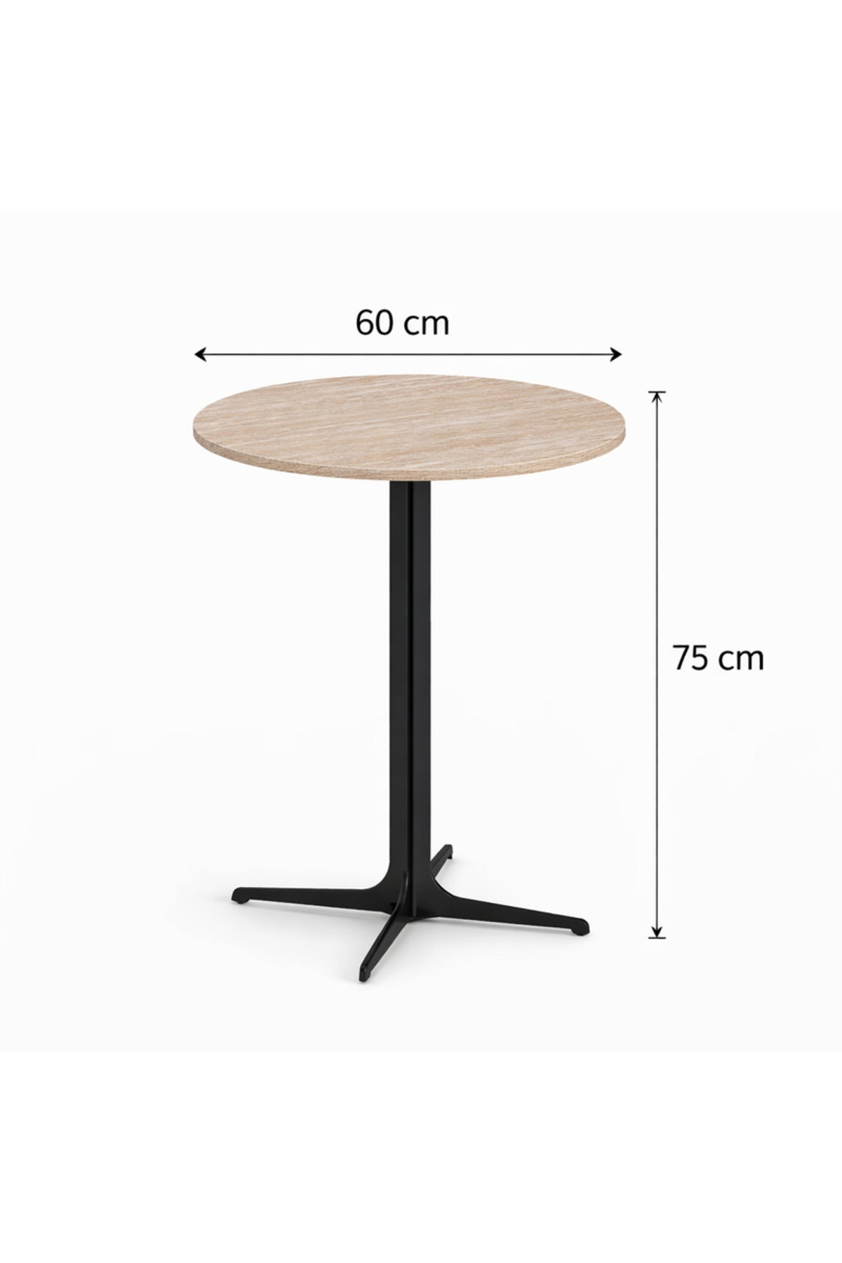 Beige Round Coffee Table with Black Base, 60x60x75 CM beige round coffee Dinner