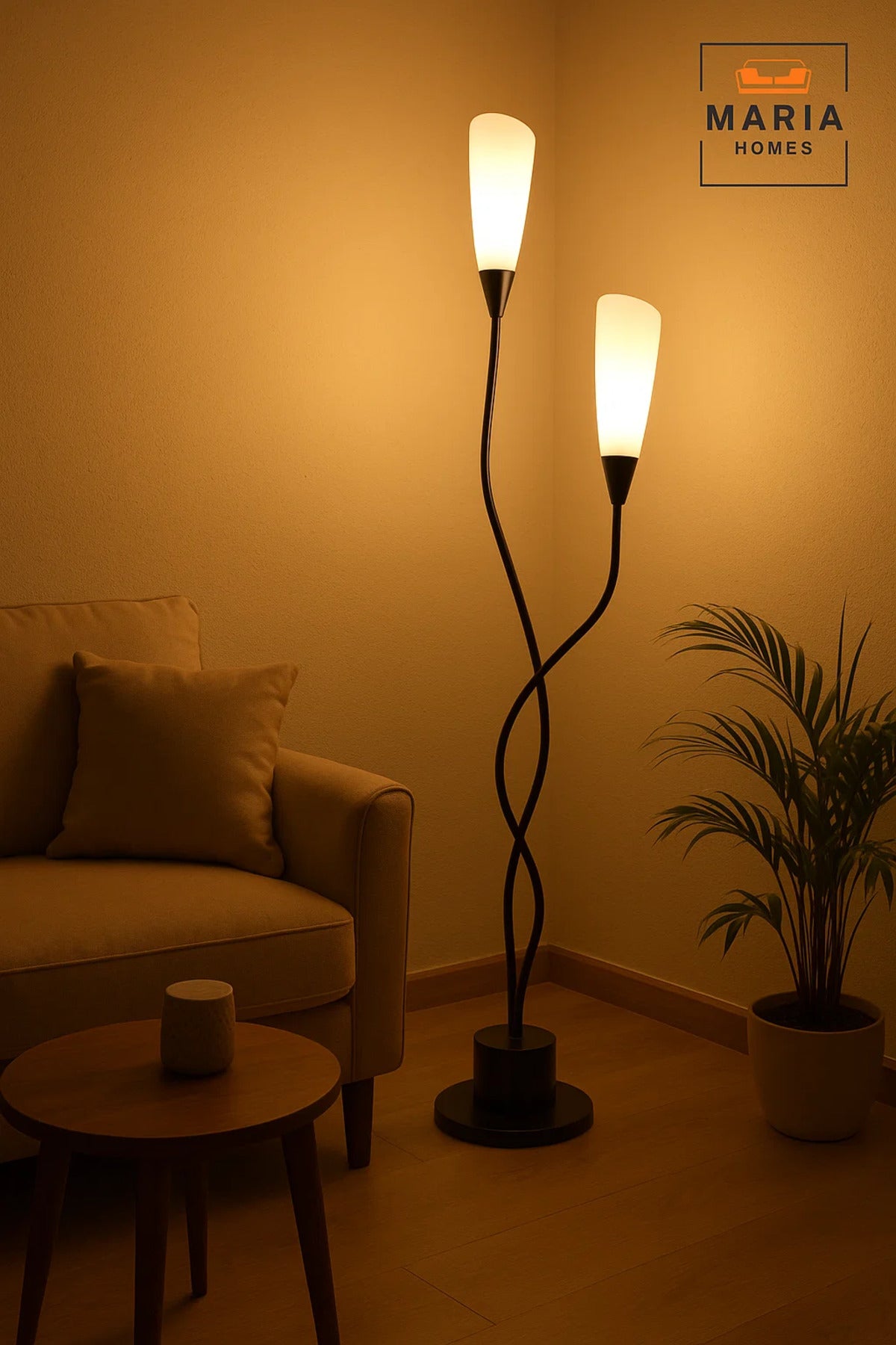 A006 Black Twin Branch Floor Lamp