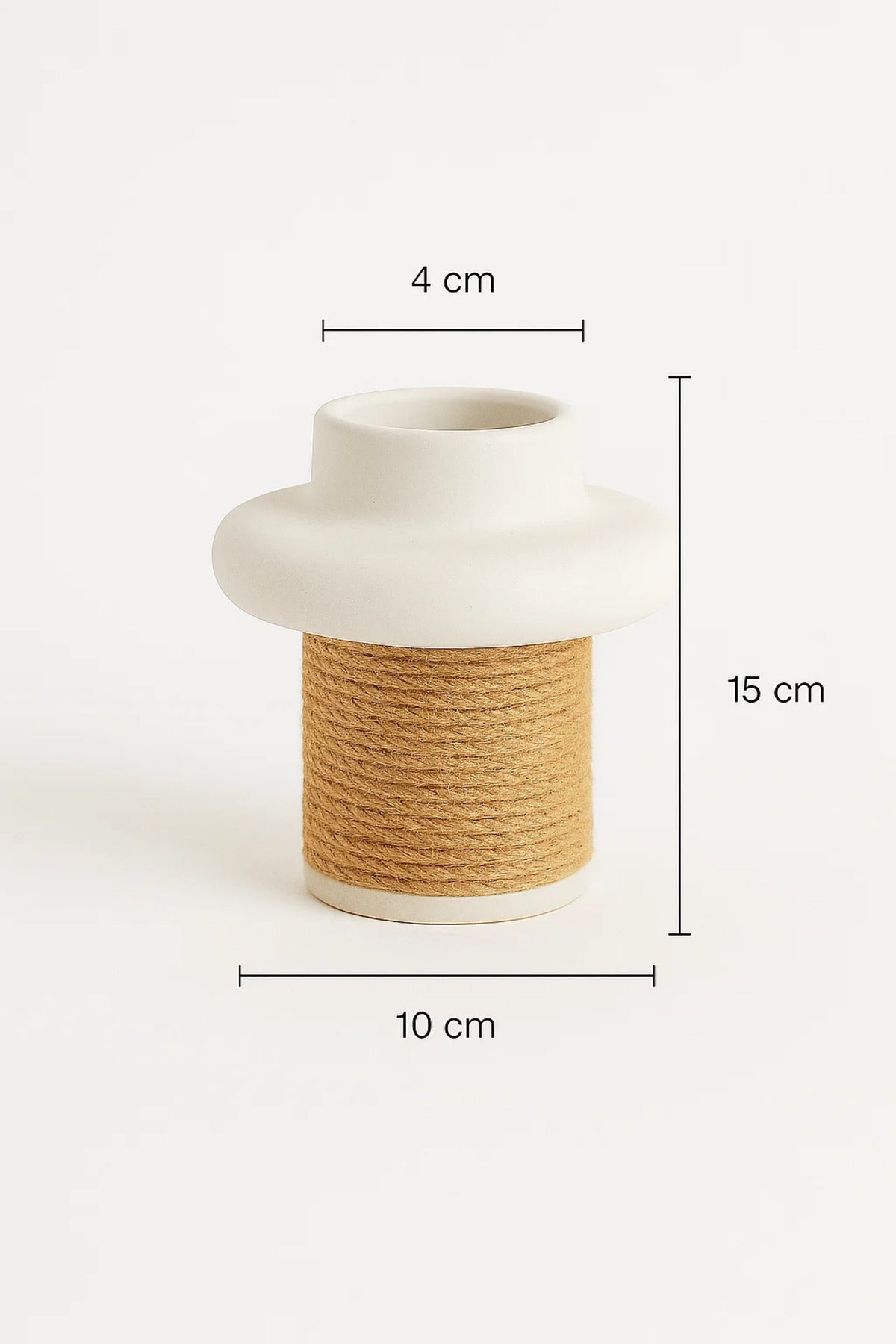 White Ceramic Rope Design Vase Ð Modern Decorative Flower Pot for Home and Office DŽcor