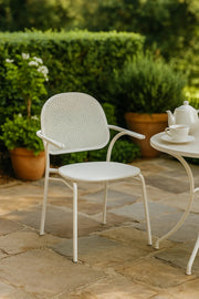 Modern White Outdoor Metal Chair Patio Dining Chair for Balcony Terrace CafŽ and Home Seating