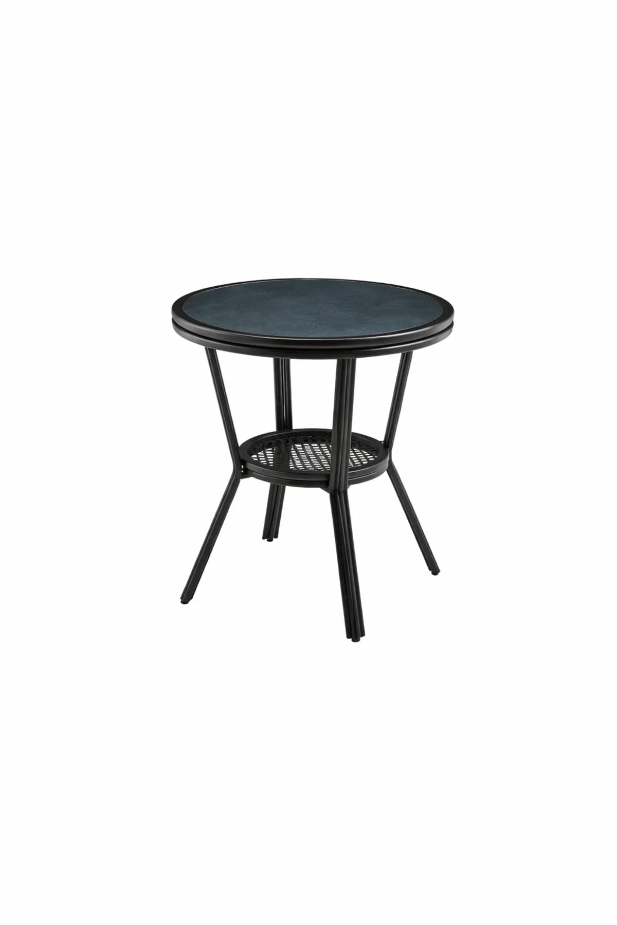 Modern Grey & Black Caf≈Ω Table with Glass Top √ê Compact Round Coffee Table