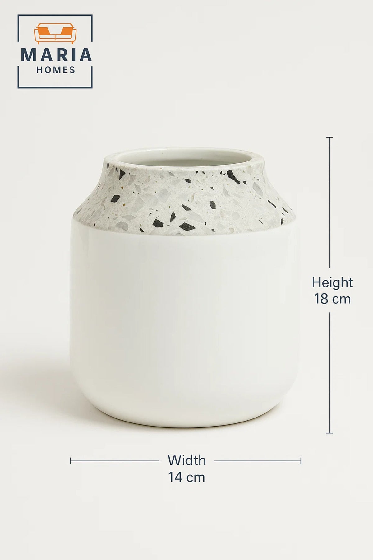 Terrazzo Pattern Ceramic Vase Ð Modern White Decorative Pot with Speckled Stone Effect Neck