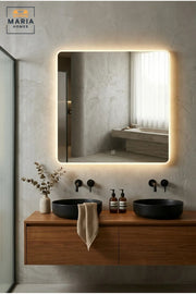 Modern Rectangular LED Wall Mirror with Touch Sensor, Backlit Frameless Vanity Mirror for Bathroom, Bedroom, Dressing Room and Hotel