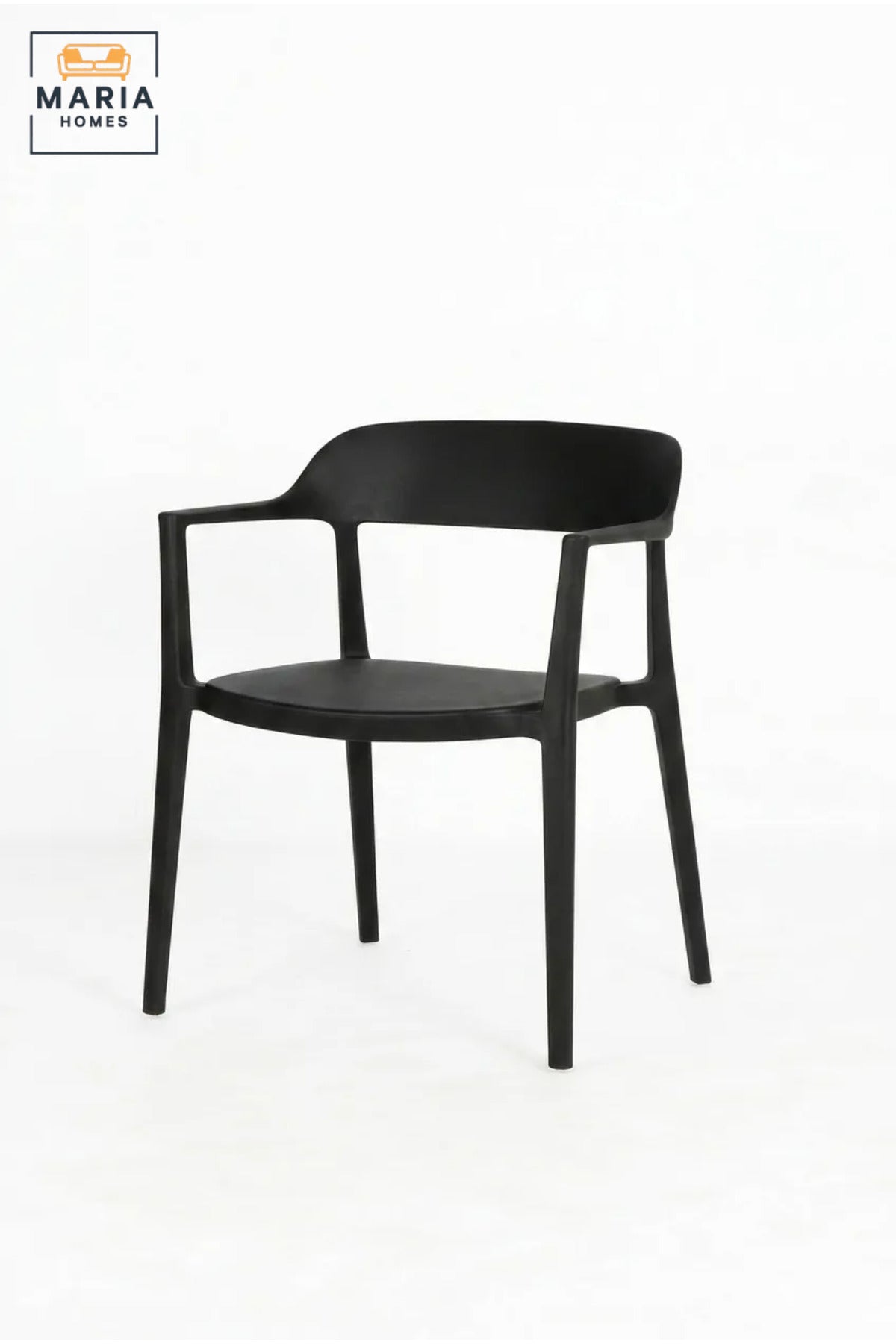 Modern Black Outdoor Armchair – Stackable Patio Chair for Garden, Balcony, Café & Outdoor Dining