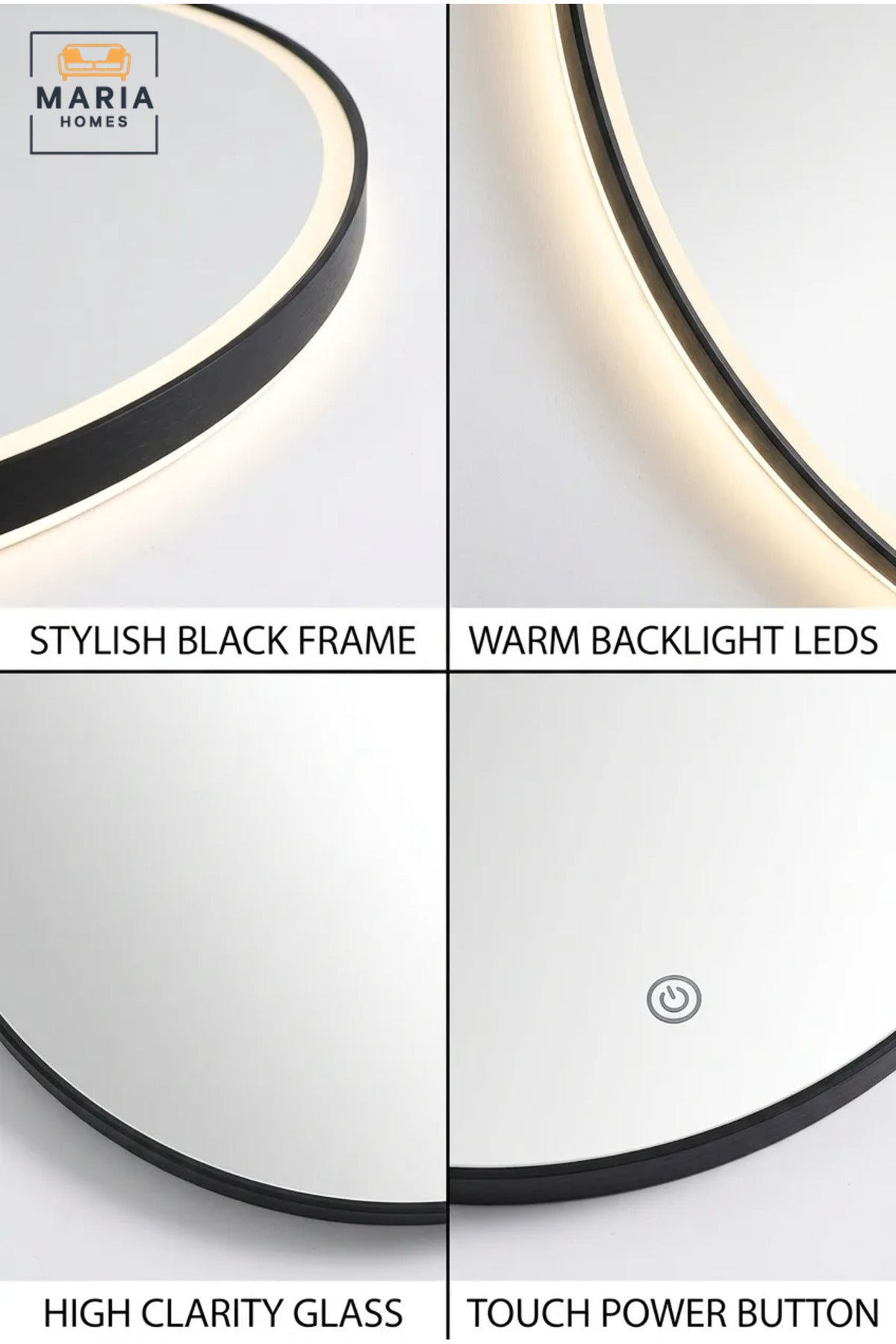 Large Capsule-Shaped LED Wall Mirror with Touch Sensor, Backlit Framed Full-Length Mirror for Bedroom, Dressing Room, Vanity and Hallway