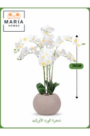 Artificial Orchid Flower Tree 75 cm Ð Elegant Indoor Decor with Beige Pot