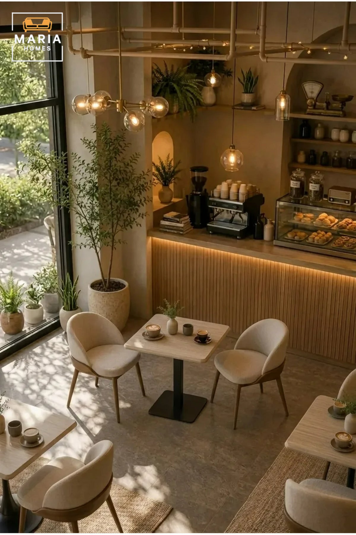 Modern Square Café Table with Marble-Effect Top and Black Pedestal Base for Coffee Shop, Restaurant, Bistro, Hotel and Indoor Dining Area