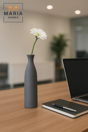 Modern Tall Grey Decorative Vase Ð Slim Ceramic Flower Vase for Home and Office Decor