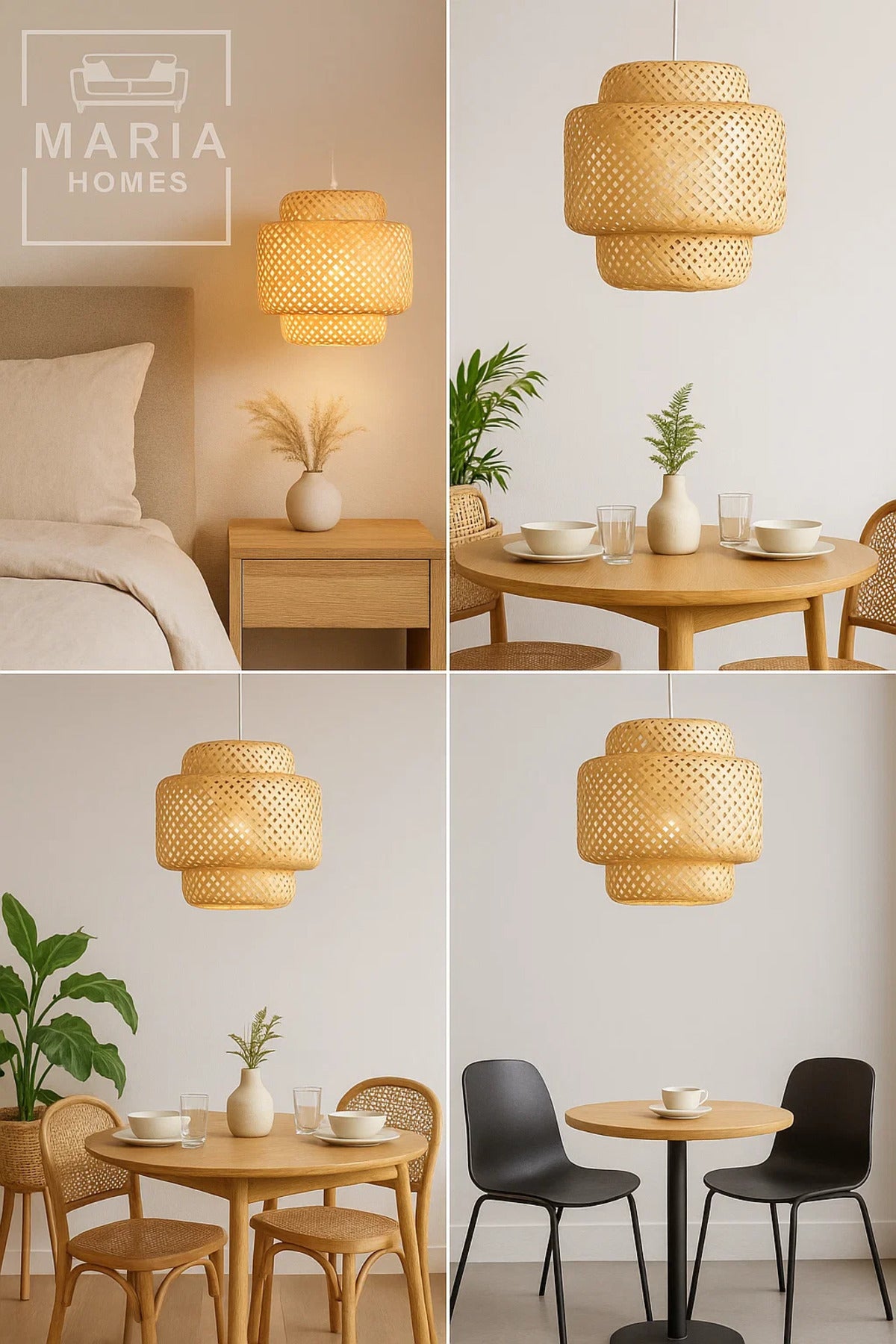 Double-Layered Handwoven Rattan Pendant Light