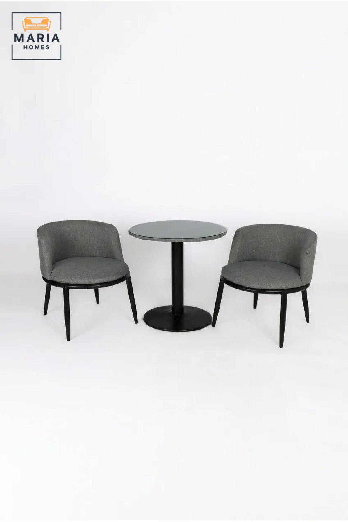 3-Piece Bistro Dining Set | Round Table with 2 Upholstered Accent Chairs | Modern Café Table & Chair Set for Dining Room, Balcony & Living Room