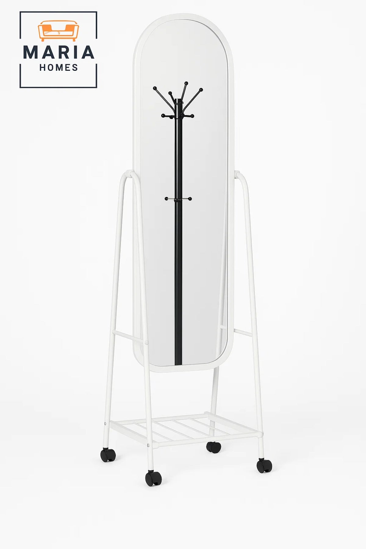 White Full Length Standing Mirror with Metal Frame Floor Dressing Mirror for Bedroom Vanity Decor