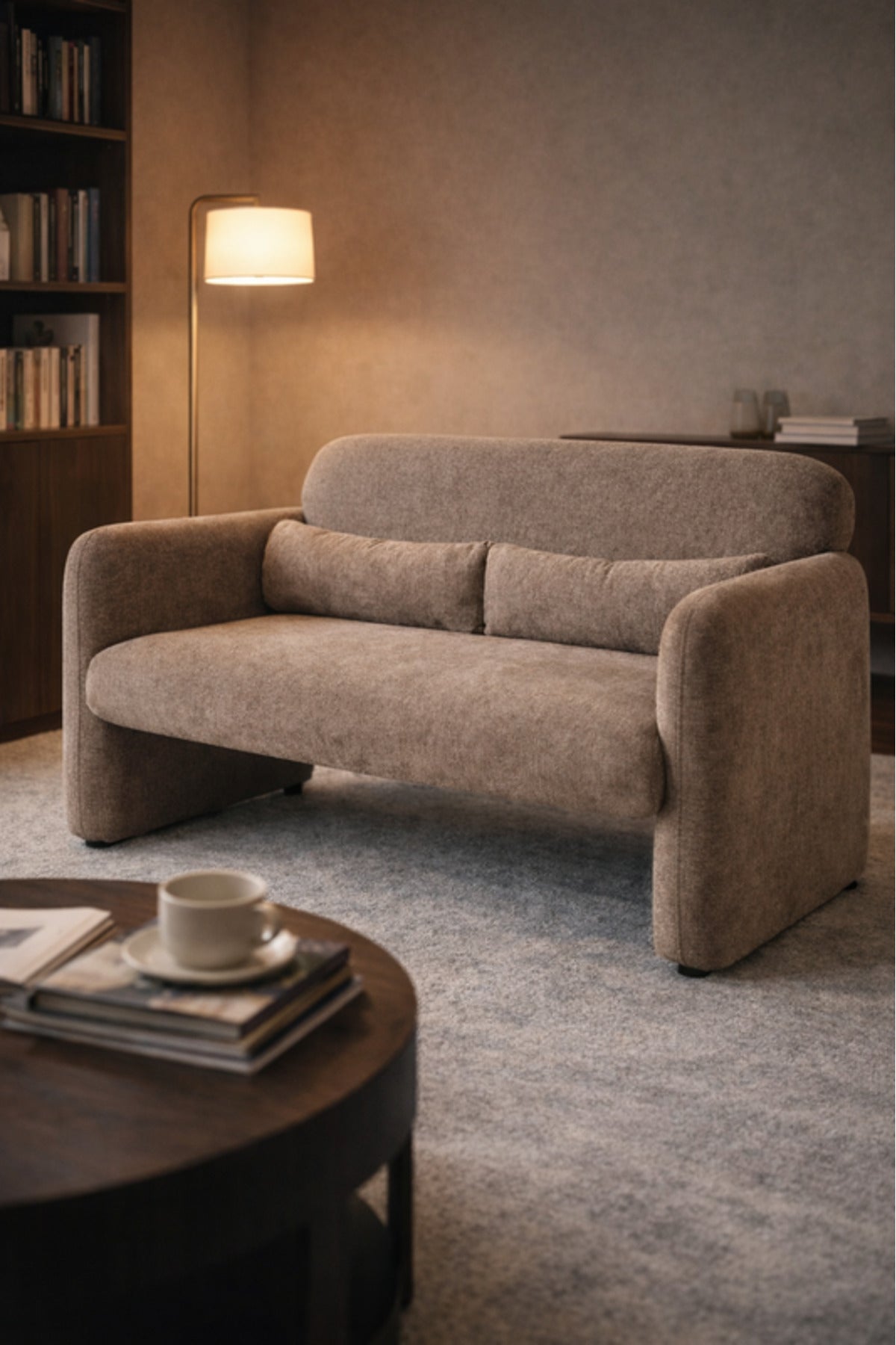 Light Brown Fabric 2 Seater Sofa Modern Living Room Loveseat light brown fabric Couch