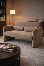 Light Brown Fabric 2 Seater Sofa Modern Living Room Loveseat light brown fabric Couch