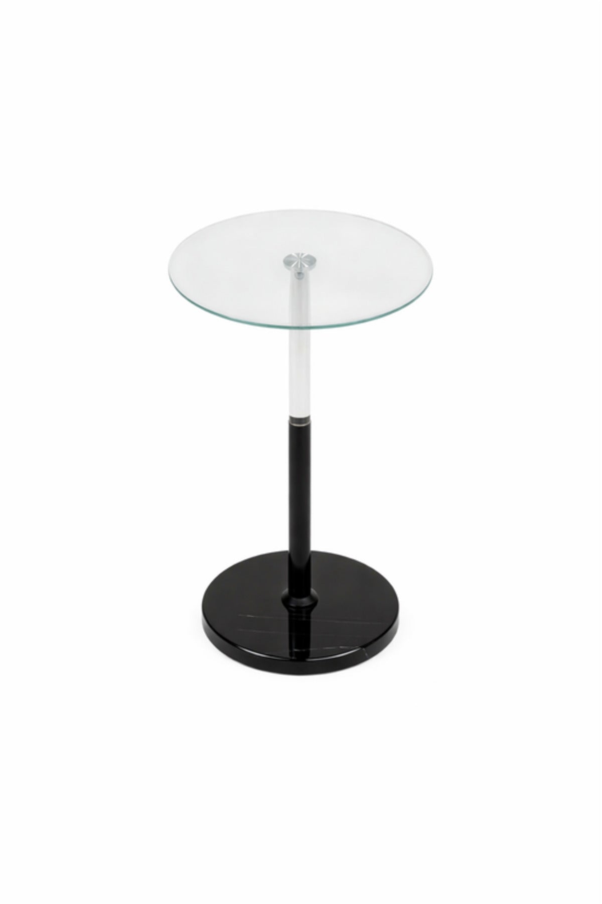 Round Glass Side Table with Black Base 35_35_56 cm Modern Accent round glass side
