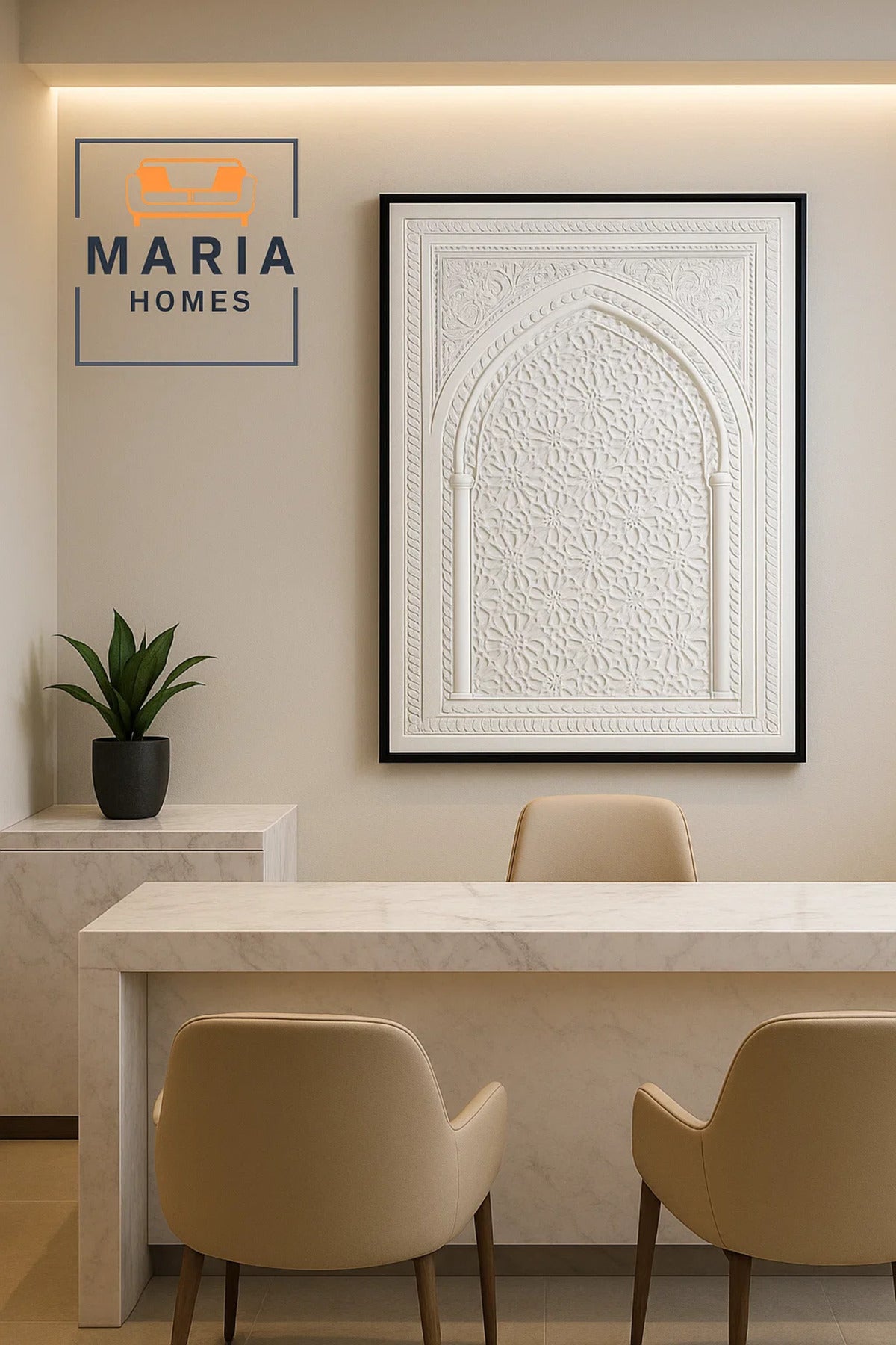 Arabic Geometric Wall Art Panel 120_80 cm √ê Premium White Design