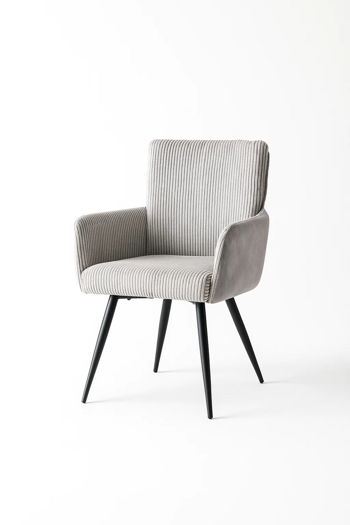 Contemporary Light Grey Corduroy Armchair with Metal Legs, Comfortable Modern Accent Chair