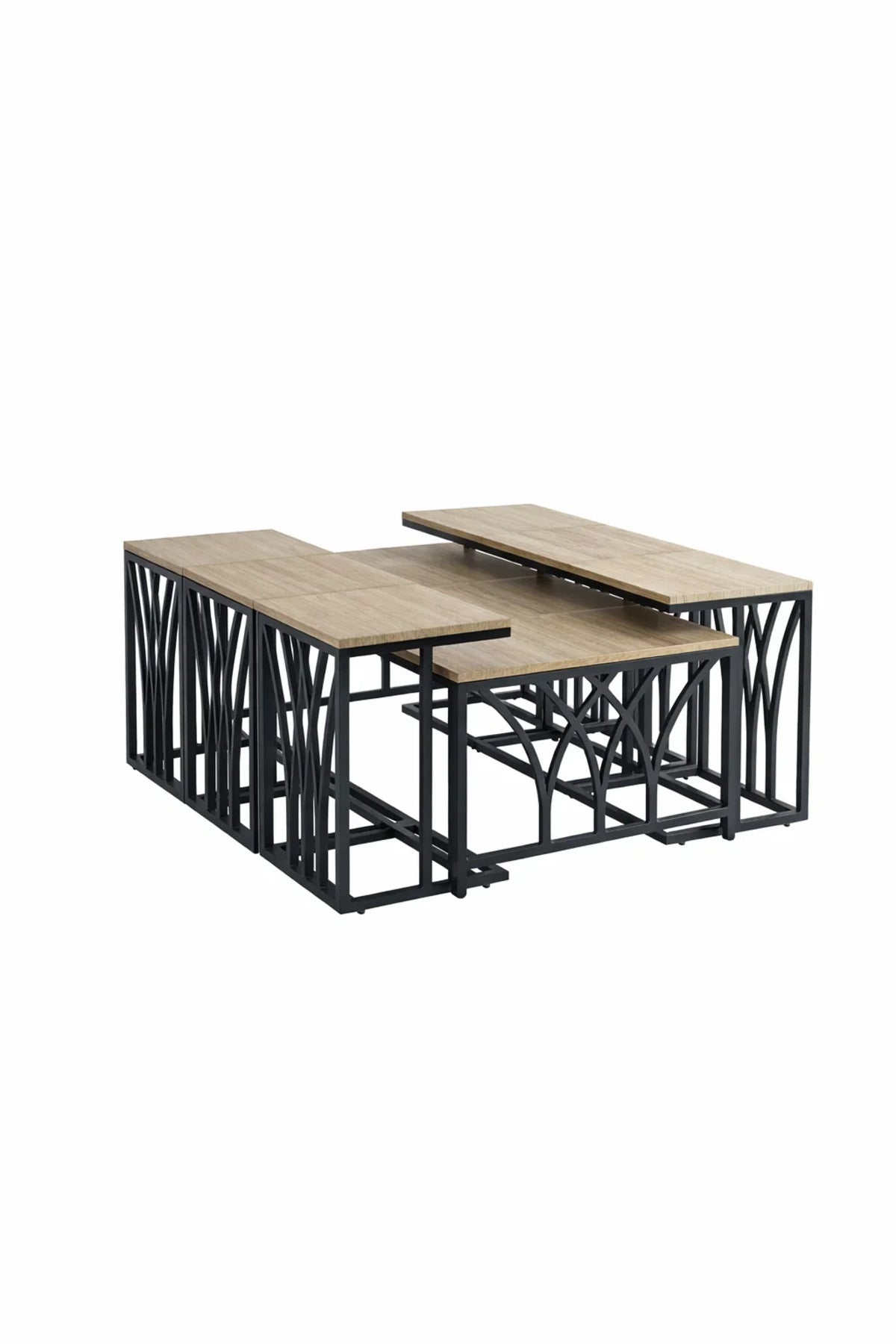 Modern Wood Coffee Table Set with 6 Side Tables 130 _ 70 45 cm modern wood coffee