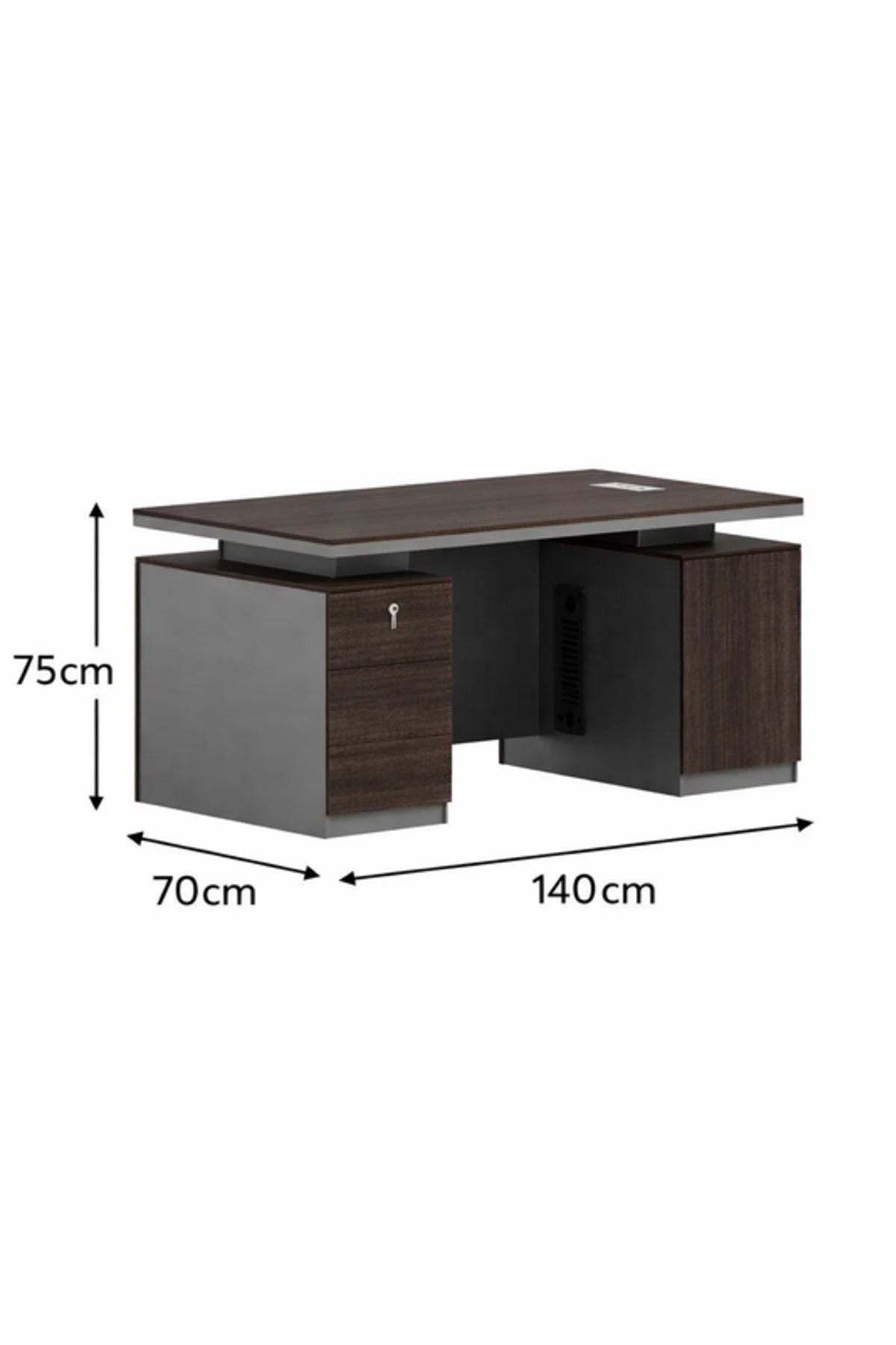 Modern DARK BROWN Executive Desk with Drawer & Cable Management