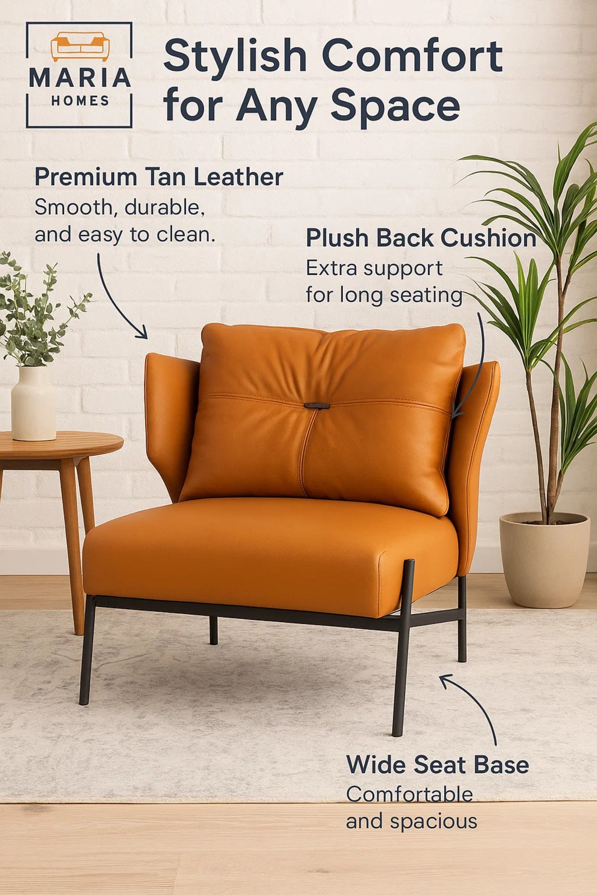 Contemporary Lounge Chair with PU Leather Upholstery