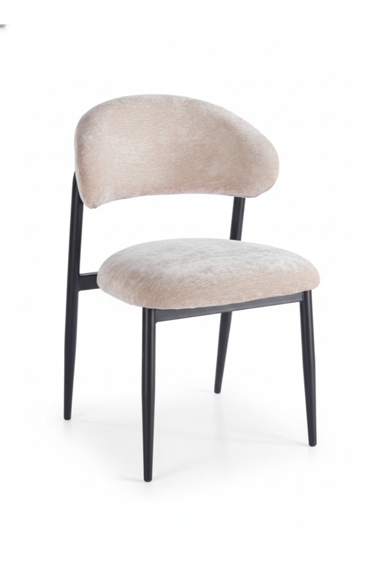 Beige Upholstered Chair with Black Metal Legs, 84x49x48 CM beige upholstered chair