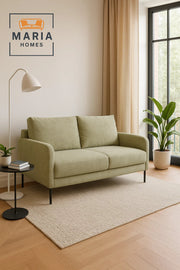 LAST HOME Modern 2-Seater Sofa Ð Olive Green Upholstery with Slim Black Legs