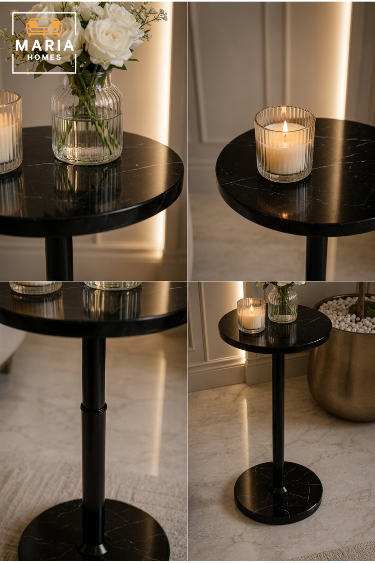 Modern Round Side Table End Table Accent Table Sofa Table for Living Room Bedroom Black