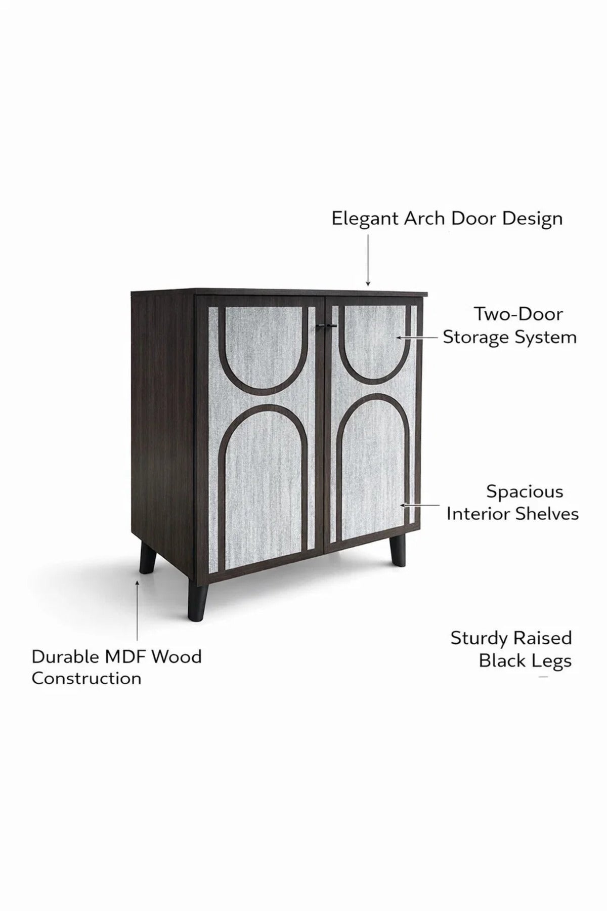 Modern Malaysian Shoe Cabinet 2-Door Storage Organizer Brown Grey Entrance Hallway Stand 80cm