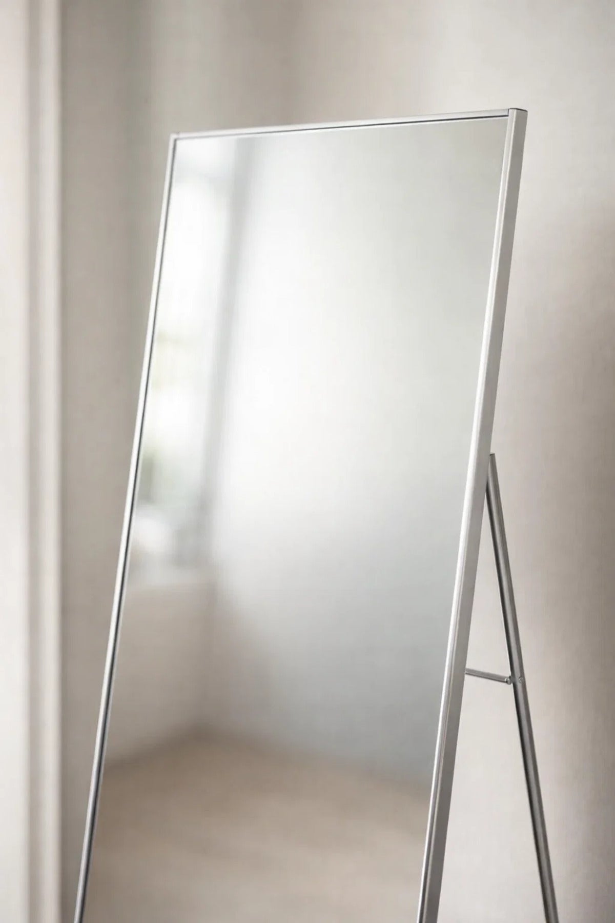 Silver Standing Floor Mirror 180x80cm Full Length Bedroom silver standing floor