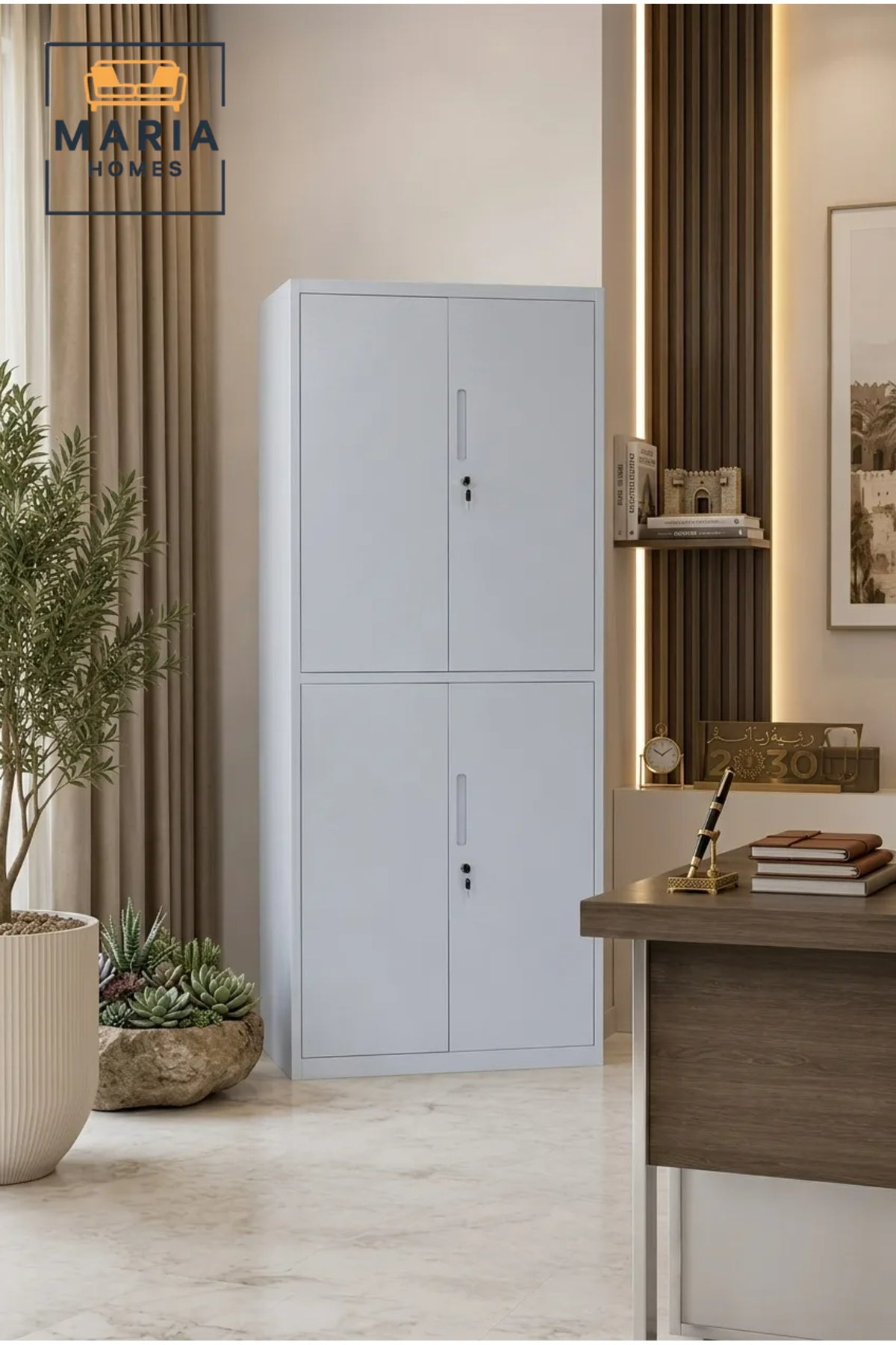 4-Door Steel Storage Cabinet with Lockable Compartments Ð Multi-Purpose Metal Office Storage Locker