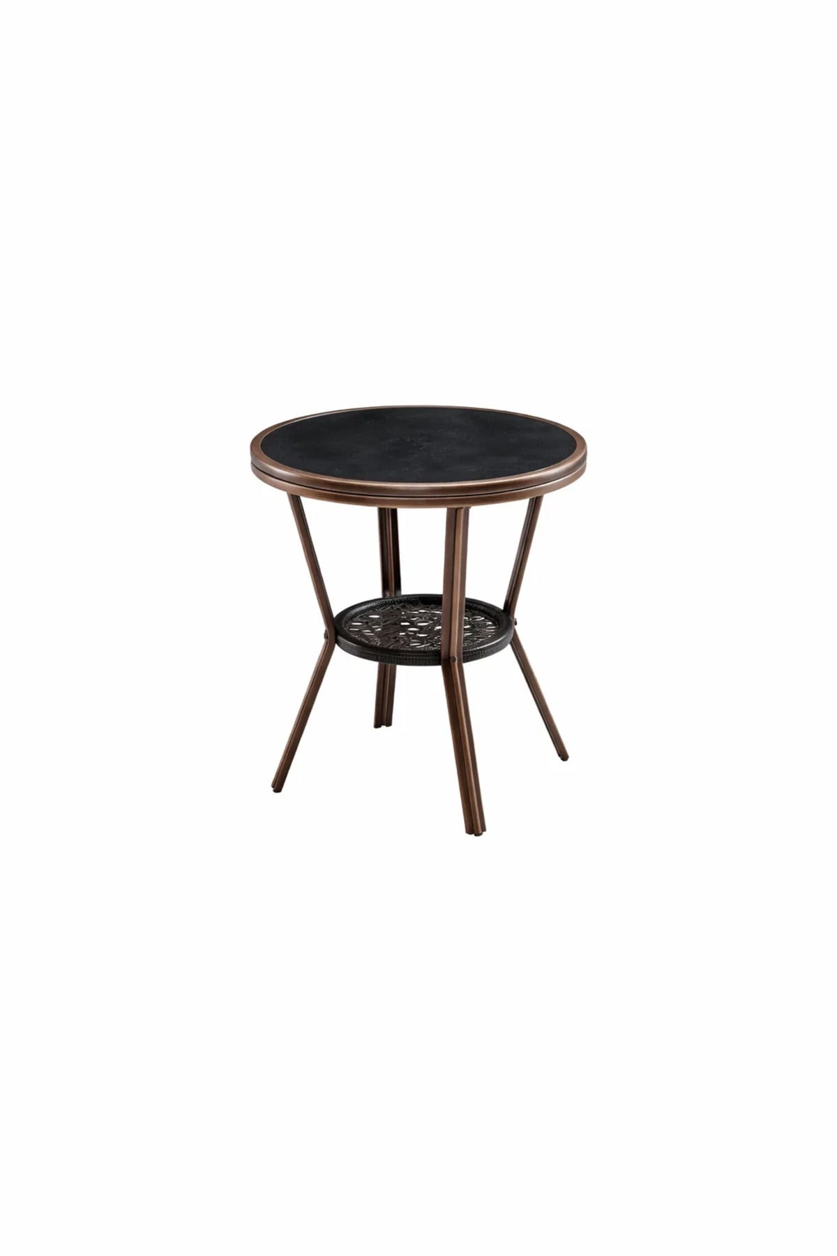 Modern Coffee Brown Caf≈Ω Table with Glass Top √ê Compact Round Side Table
