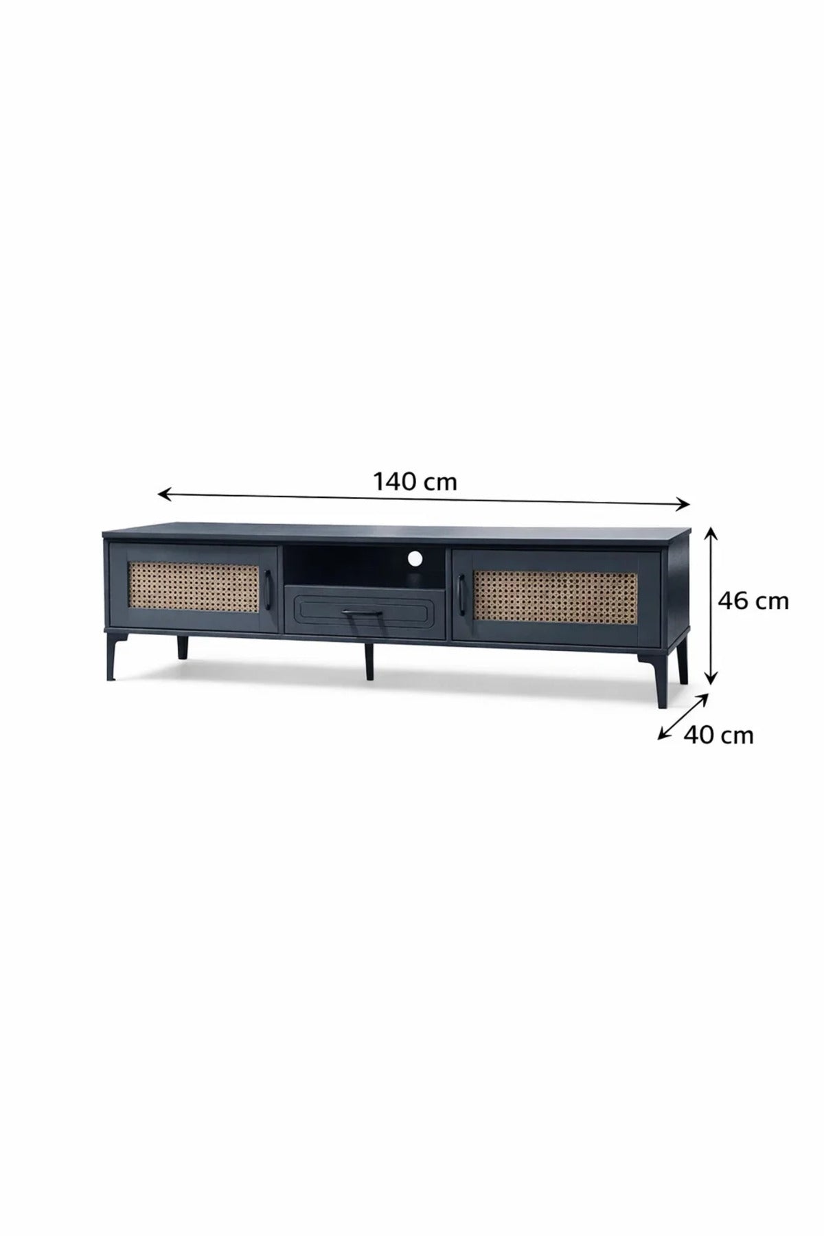 Dark Grey TV Stand √ê 140x40x46 cm Modern Plasma Table with Cabinets & Drawer
