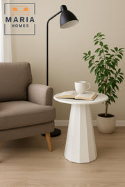 Modern White Adjustable Metal Side Table | 60x75 Minimalist Round Design