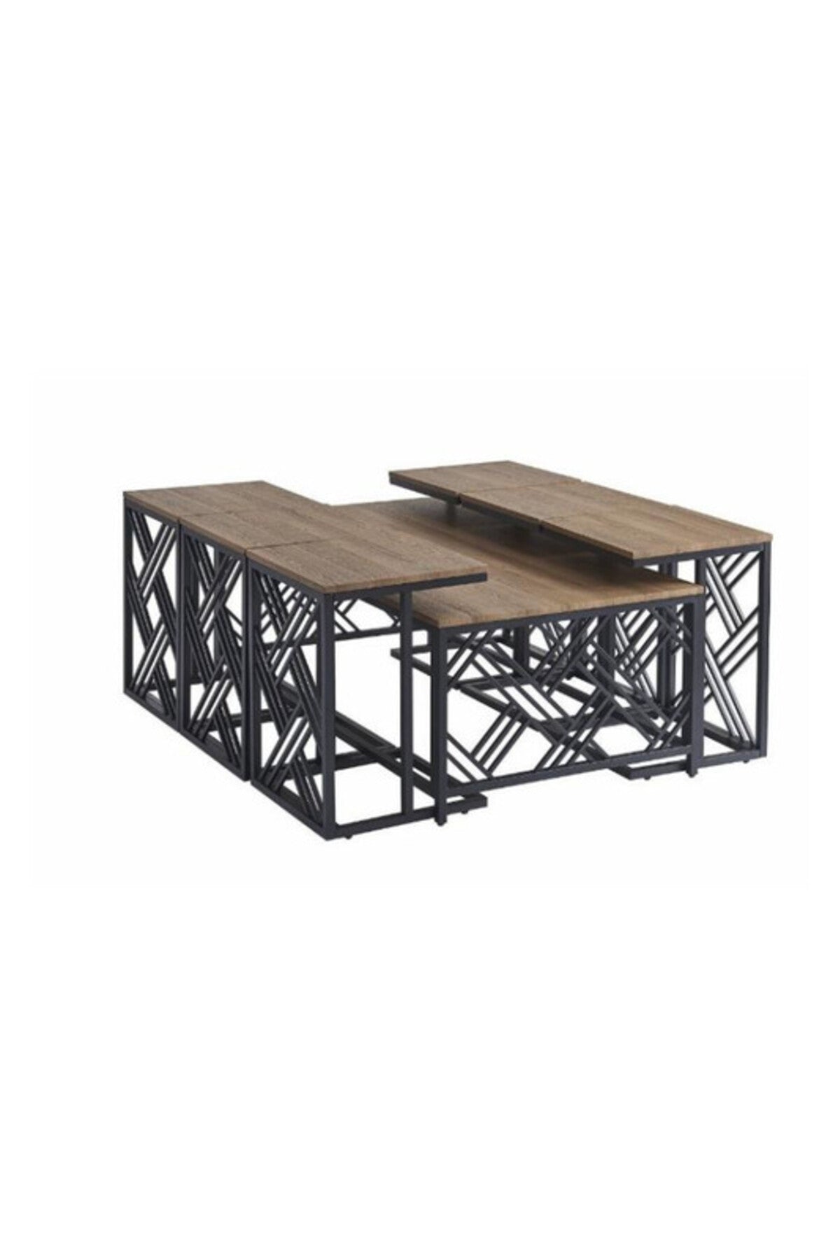 Modern Brown Coffee Table Set with 6 Side Tables 130 _ 70 45 cm modern brown coffee