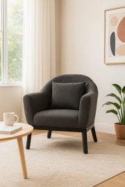 Dark Gray Fabric Armchair Ð Modern Single Seater Lounge Chair with Cushion for Living Room & Office