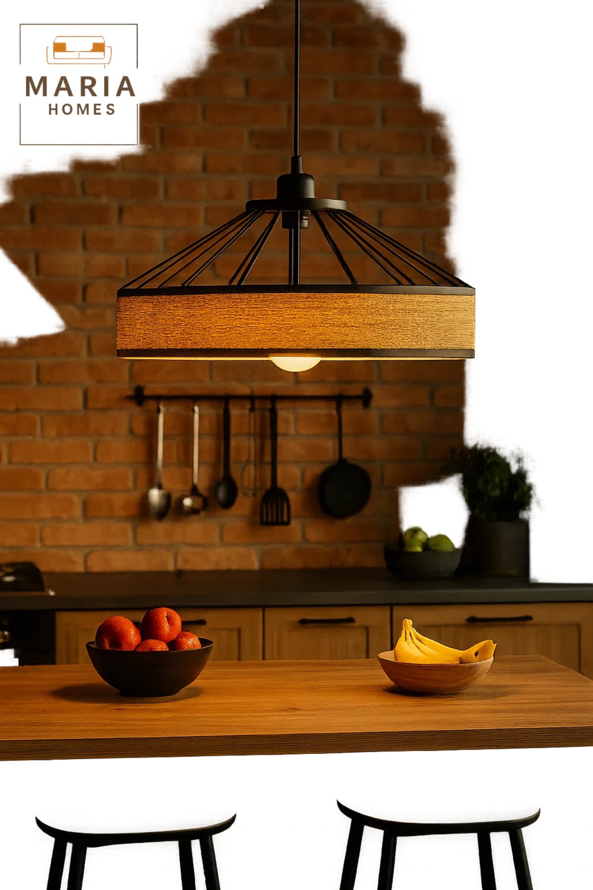 Industrial Jute and Iron Pendant Light