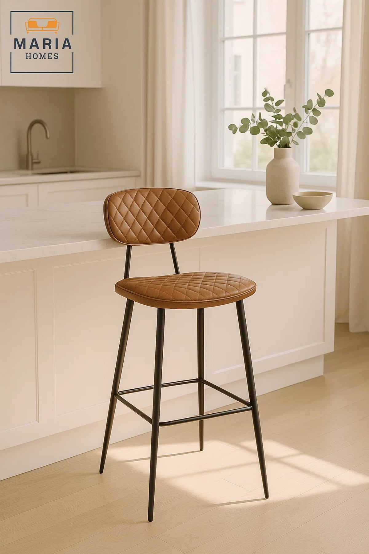 Elegant Brown Bar Stool, Modern High Counter Chair for Home, Kitchen, CafŽ, Restaurant & Office
