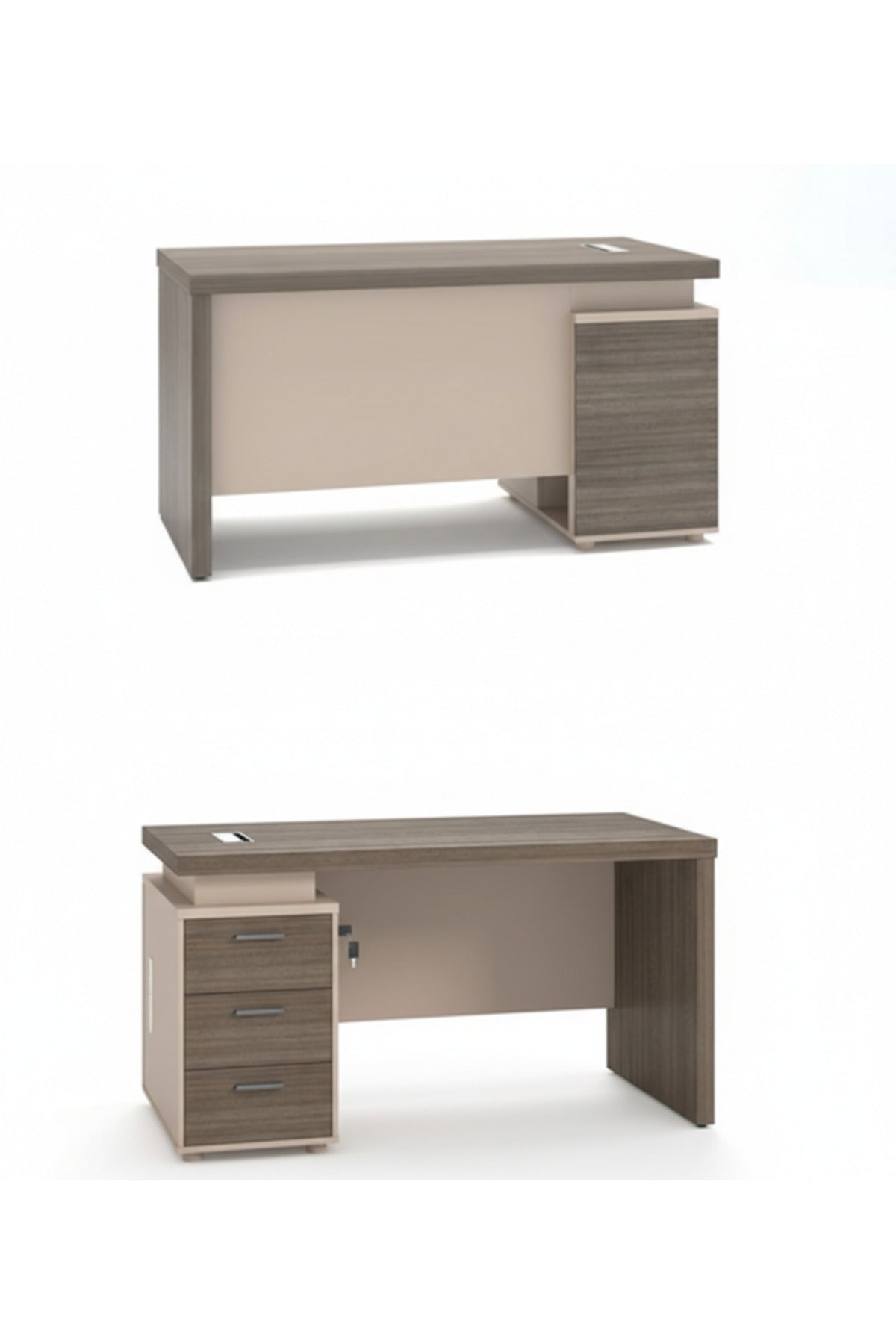 Modern Dark Wood Office Desk with 3 Drawer Storage