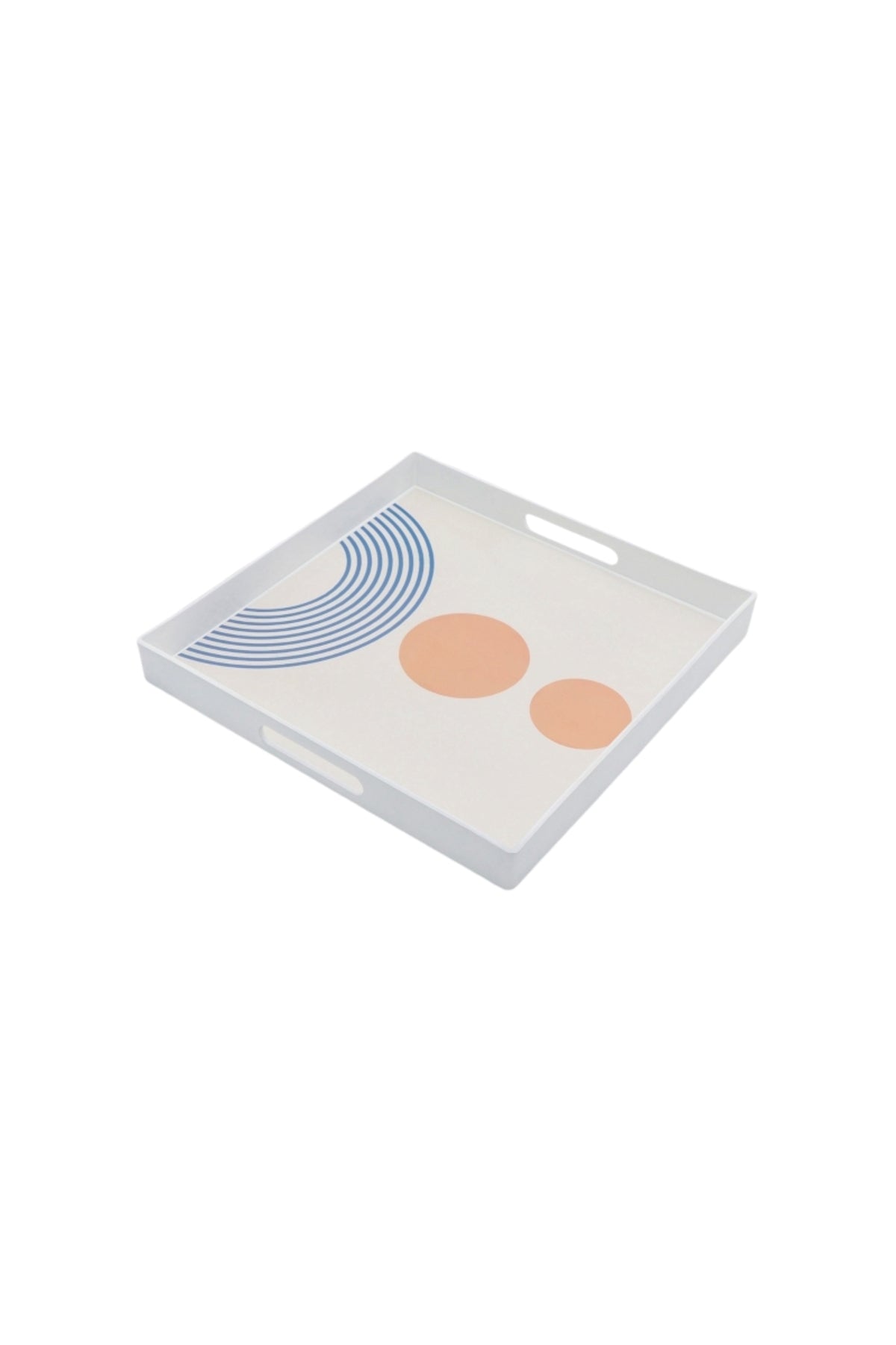 Square Plastic Serving Tray with Modern Geometric Print Ð White Frame, size 35*35 cm