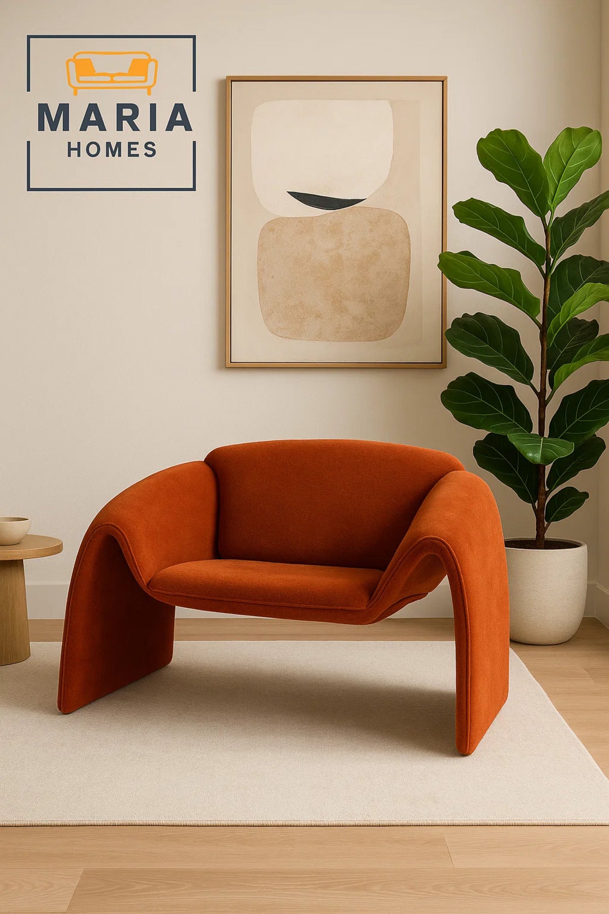 Modern Curved Velvet Sofa Chair