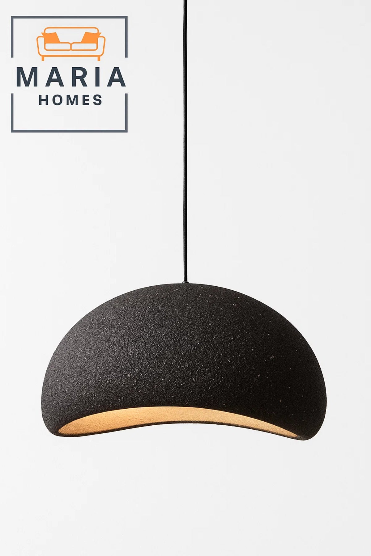 Oversized Matte Black Dome Pendant Light