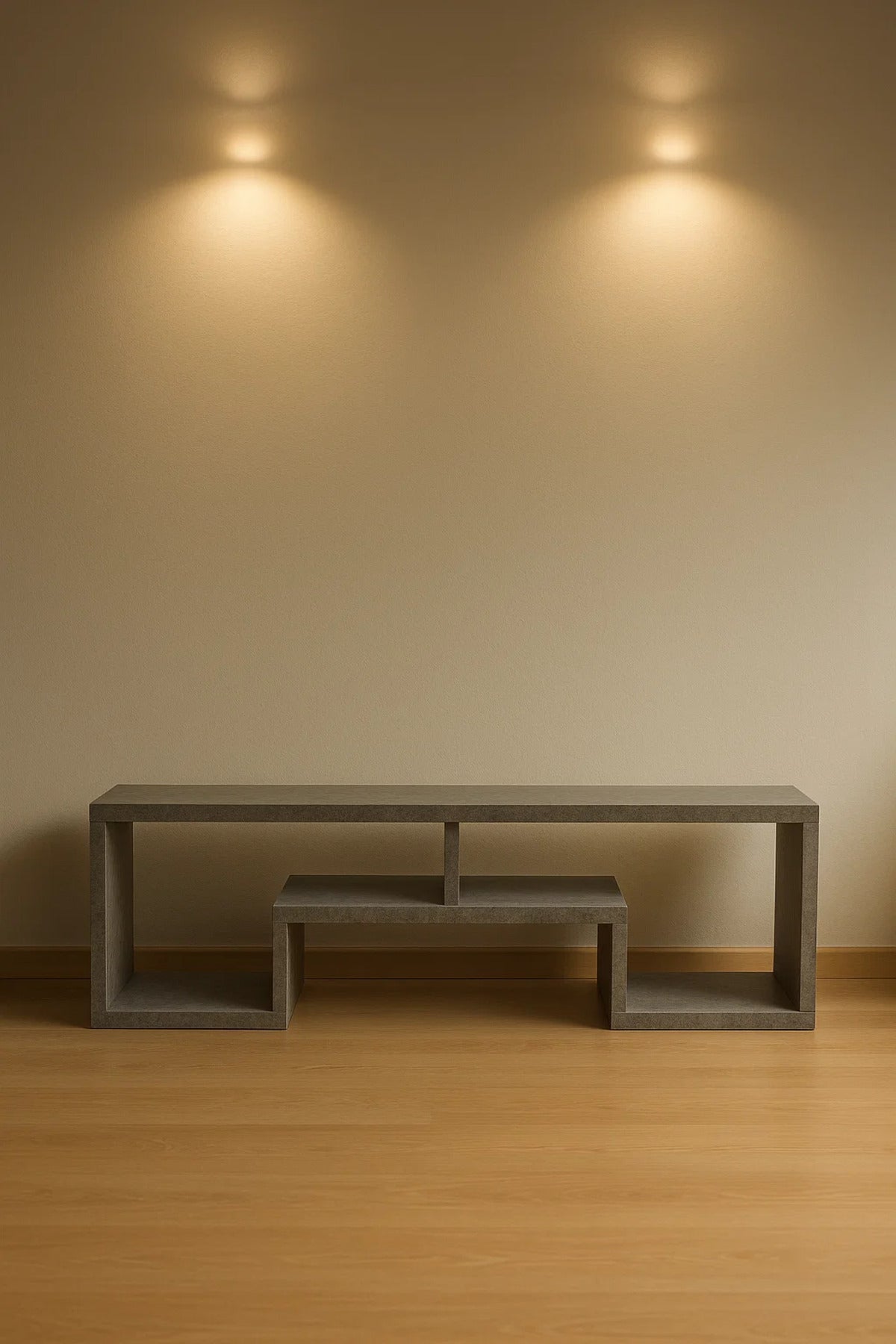Modern Style Gray TV Stand Ð 160x30x50 cm Minimalist Open Shelf Media Console