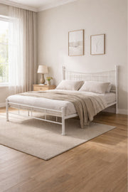 White Metal Bed Frame with Curved Headboard white metal bed / Base
